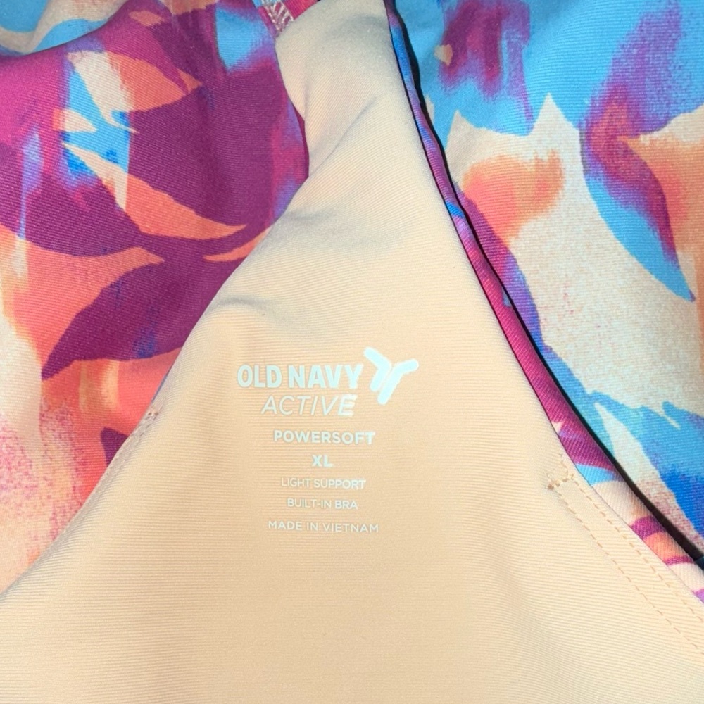 Old Navy Active Crop Tank | Floral Halter Top / Size XL - Picture 3 of 3